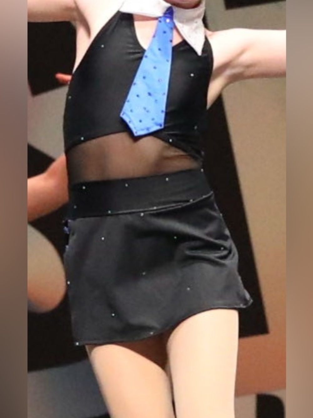 Custom Black Dance Dress with Blue Accent Tie